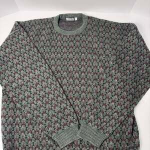 Vintage Megalos Knit Sweater, Geometric Pattern, Granola grandpa core XXL